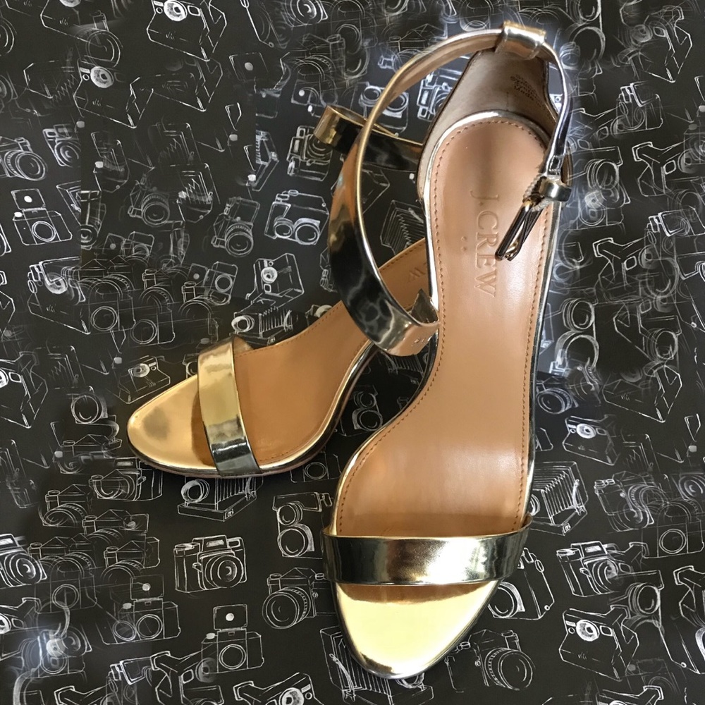J Crew Gold Strappy Heels